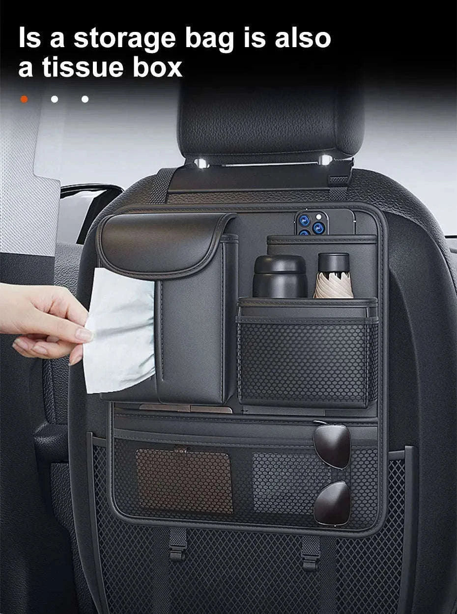 Car Seat Back Organizer Rear Row Storage Bag-Gray 1pc