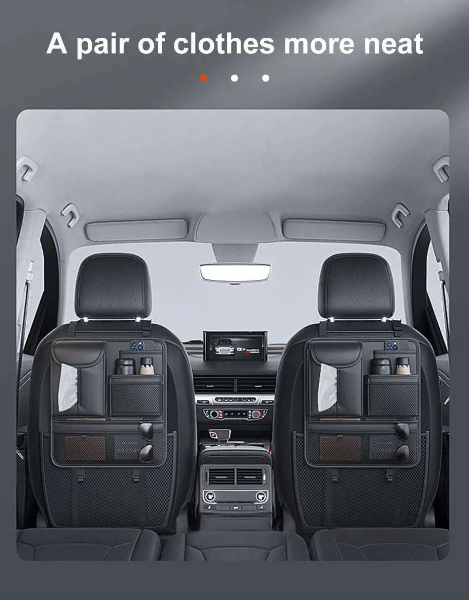 Car Seat Back Organizer Rear Row Storage Bag-Gray 1pc