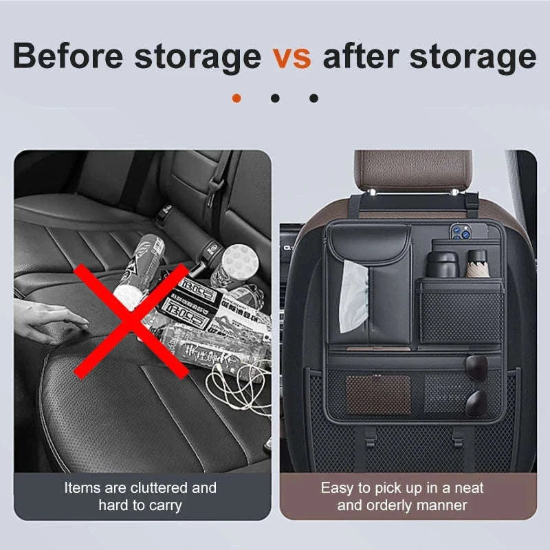 Car Seat Back Organizer Rear Row Storage Bag-Gray 1pc