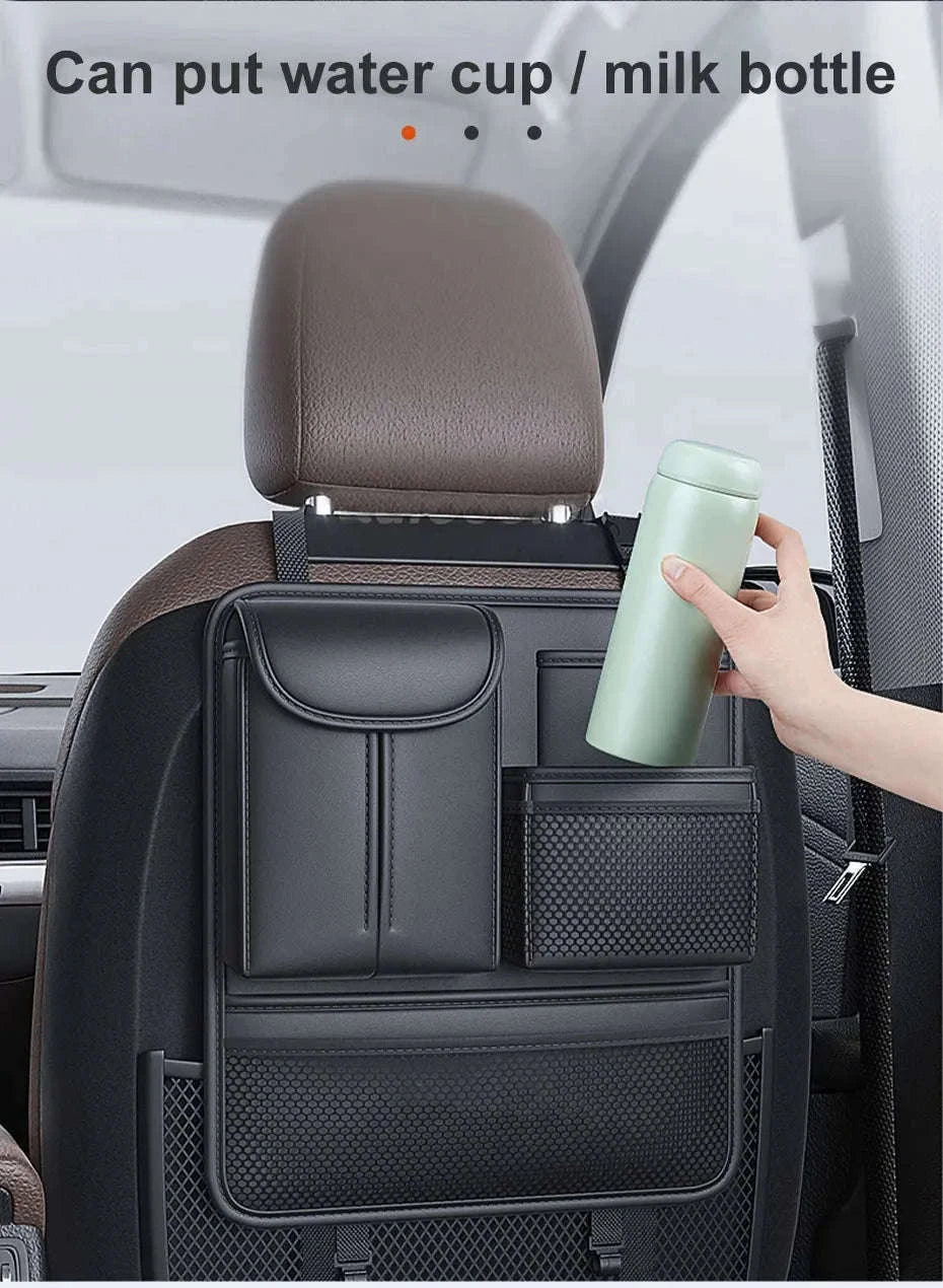 Car Seat Back Organizer Rear Row Storage Bag-Gray 1pc
