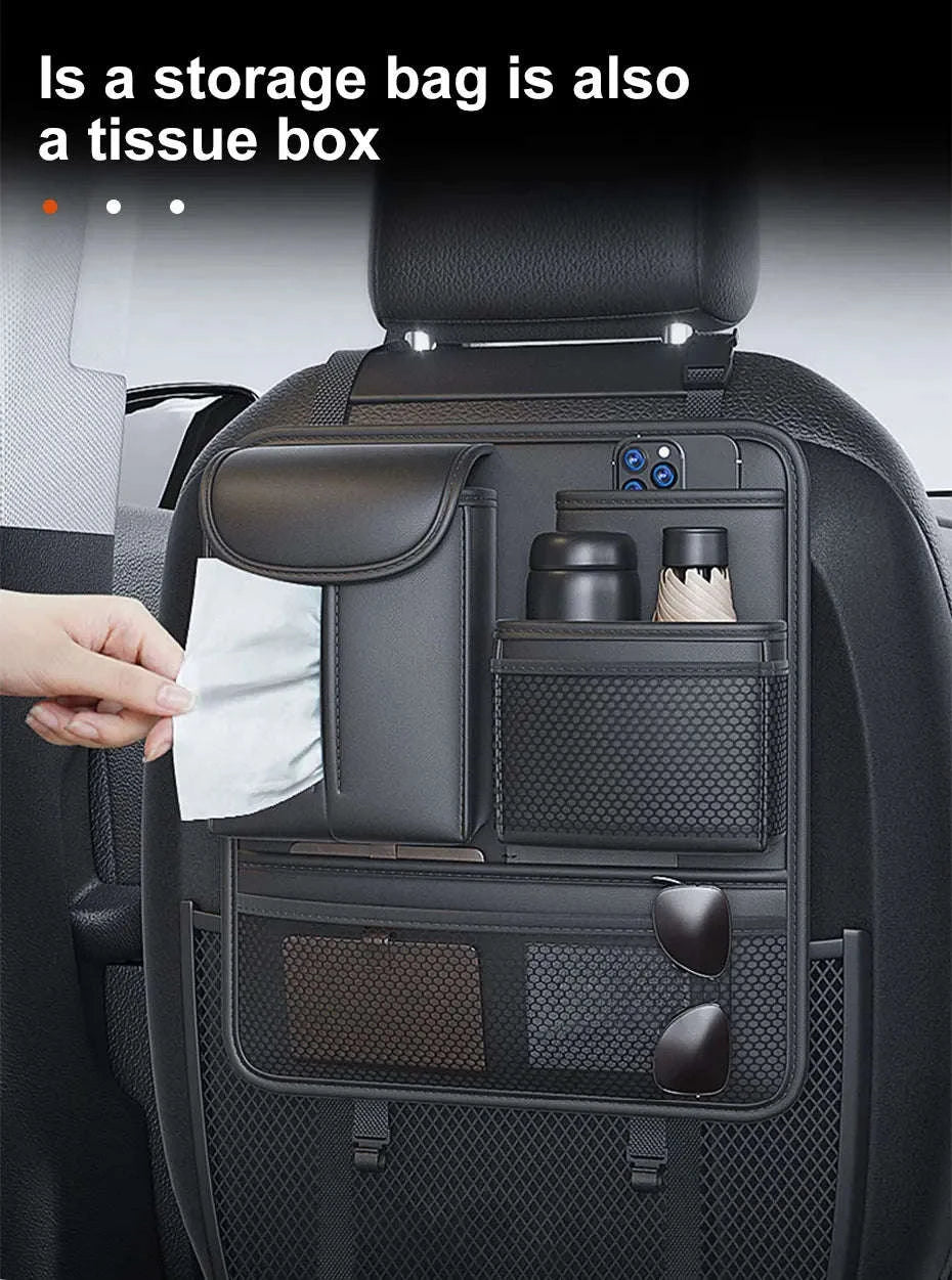 Car Seat Back Organizer Rear Row Storage Bag-Gray 1pc