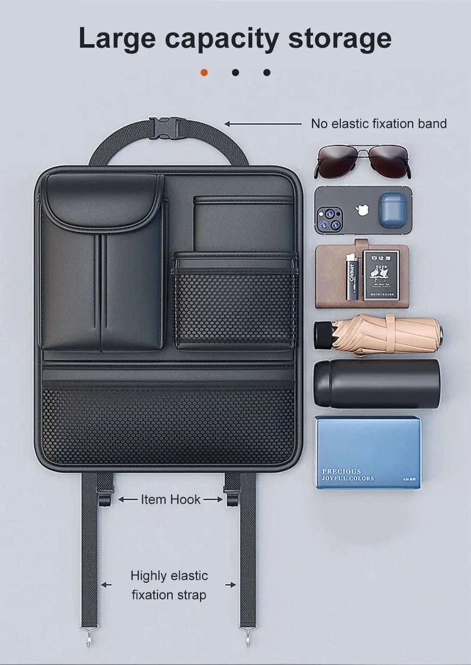 Car Seat Back Organizer Rear Row Storage Bag-Gray 1pc