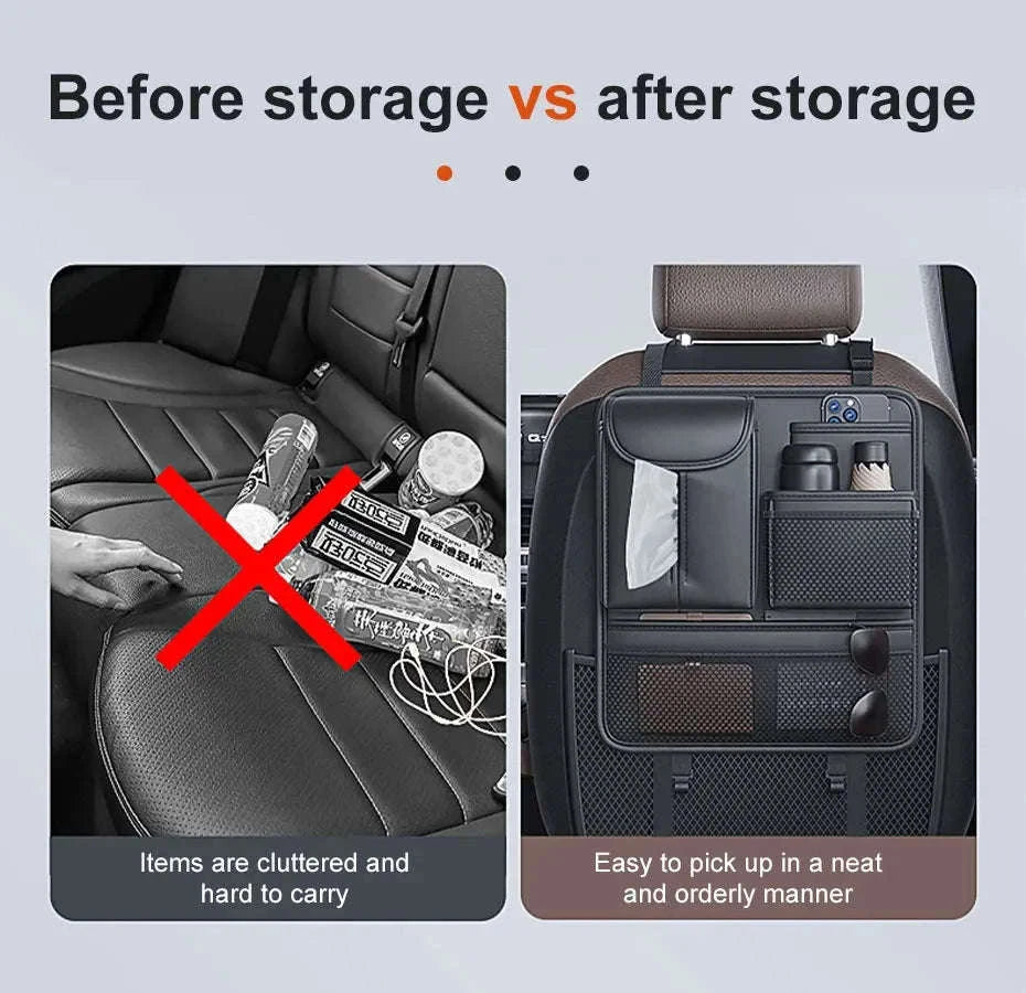 Car Seat Back Organizer Rear Row Storage Bag-Gray 1pc