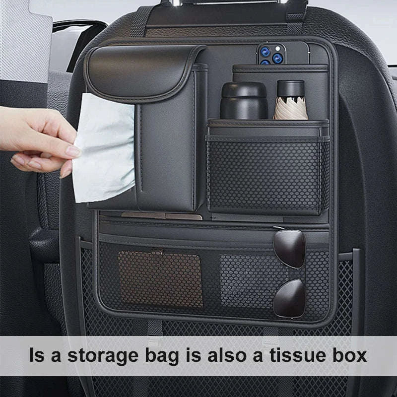 Car Seat Back Organizer Rear Row Storage Bag-Gray 1pc