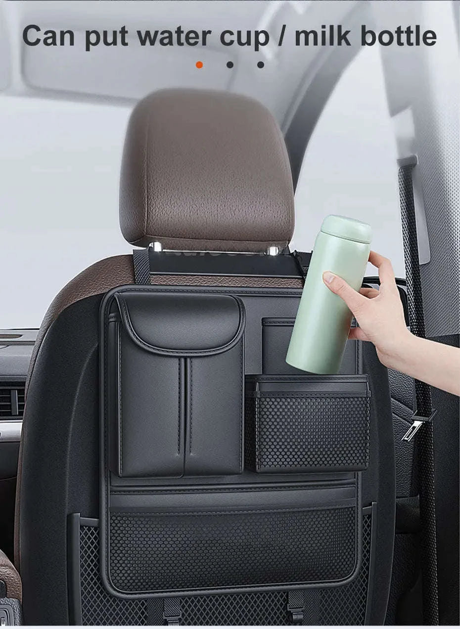 Car Seat Back Organizer Rear Row Storage Bag-Gray 1pc