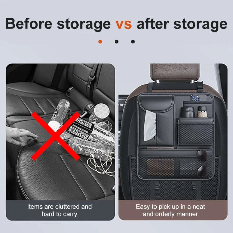 Car Seat Back Organizer Rear Row Storage Bag-Gray 1pc