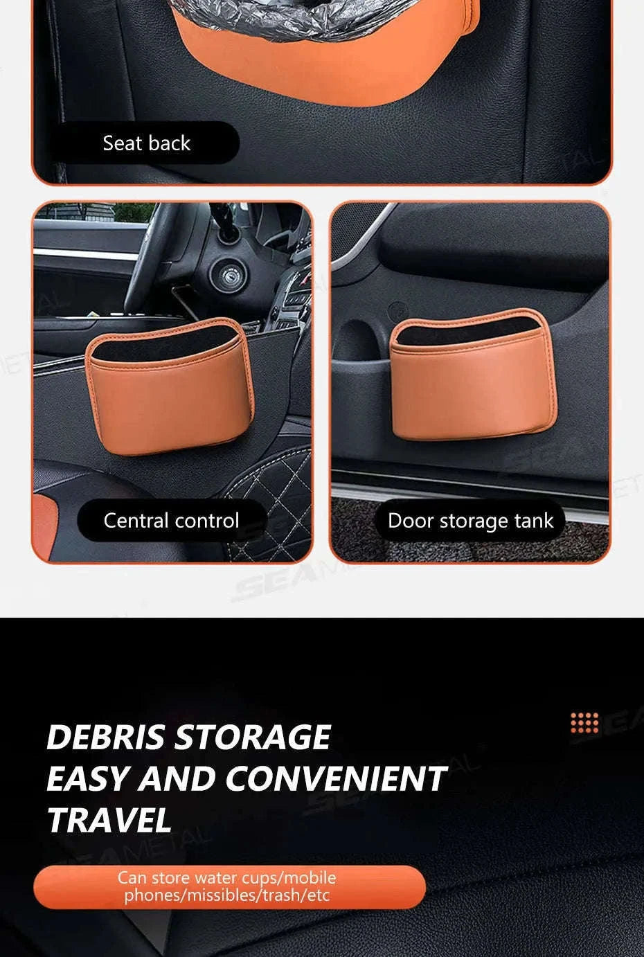 Car Seat Back Organizer with Cup Holder-Red-Large