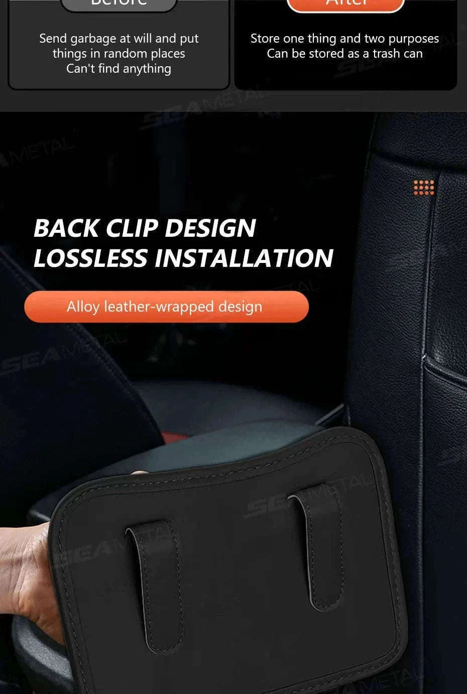 Car Seat Back Organizer with Cup Holder-Red-Large