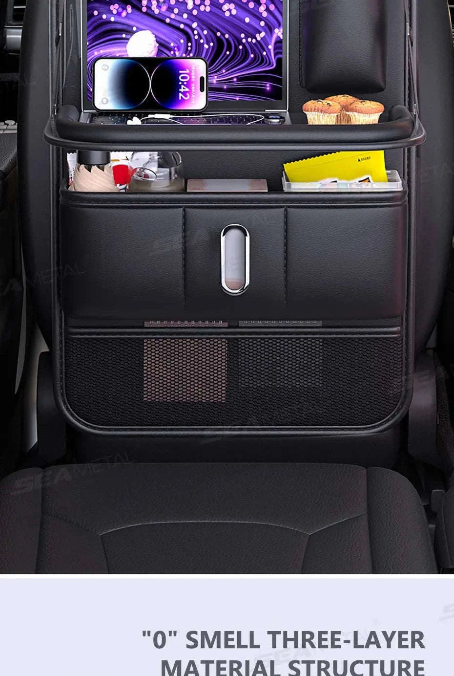 Car Seat Back Organizer with Foldable Tray-1 pc