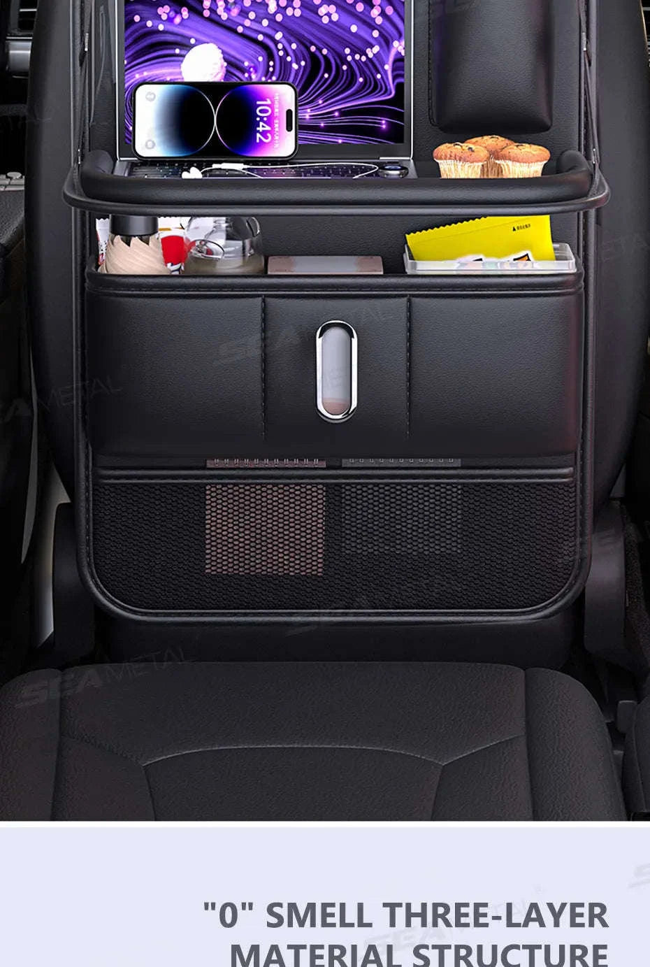 Car Seat Back Organizer with Foldable Tray-1 pc