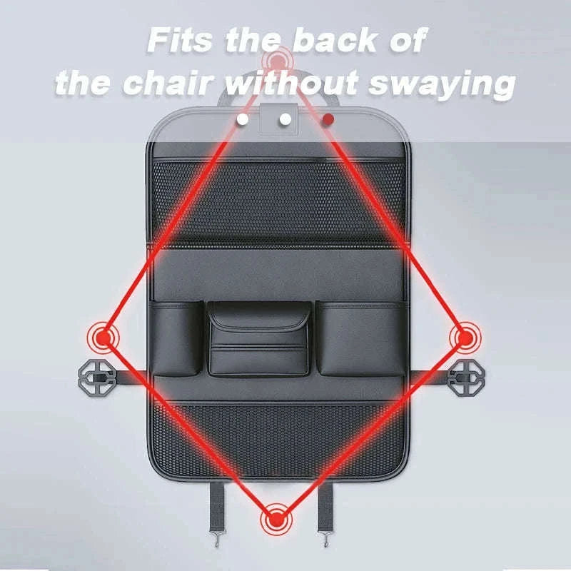 Car Seat Back Organizer with Foldable Tray-black 1pc