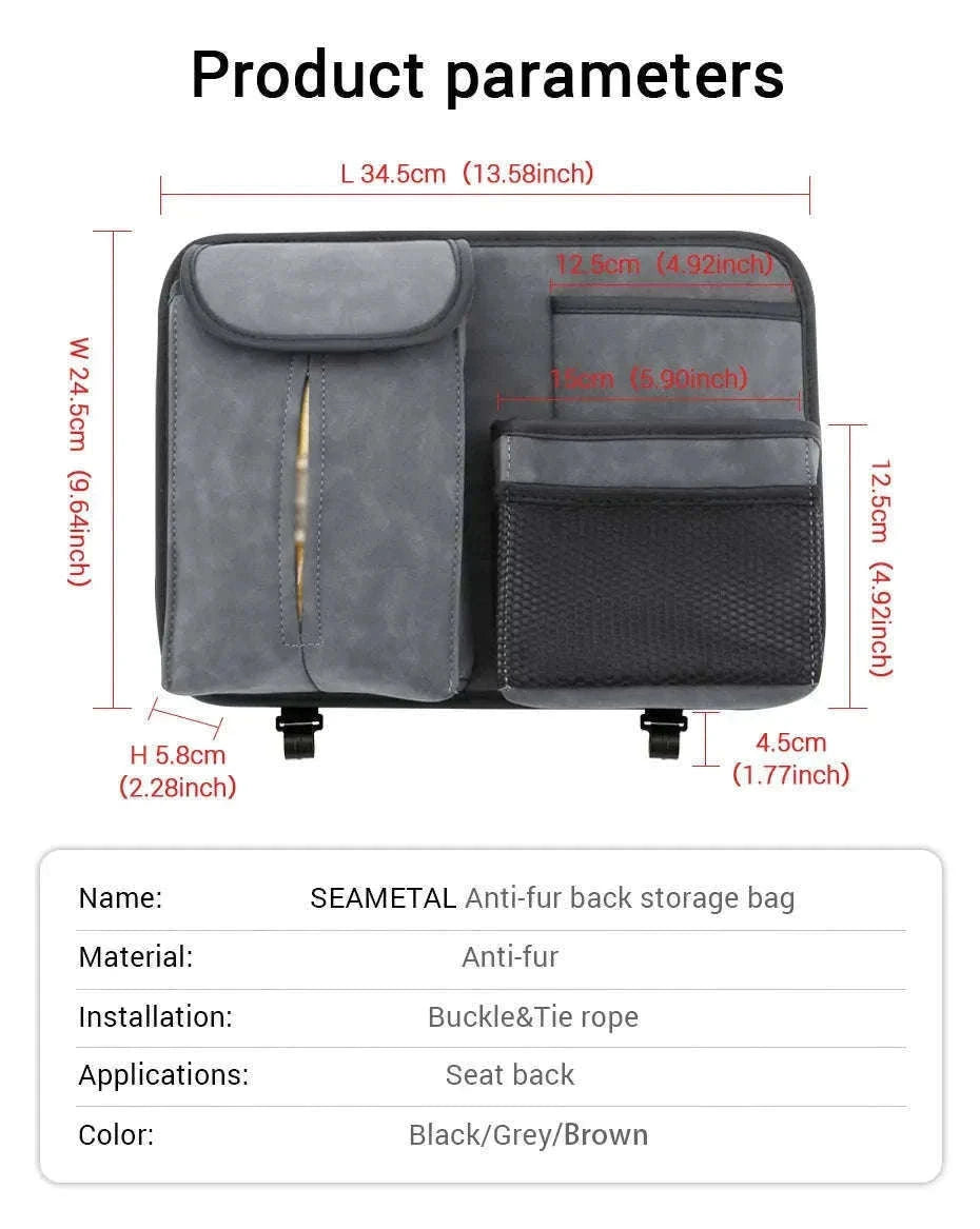 Car Seat Back Organizer with Multi-Pocket Storage-Brown 1 PC