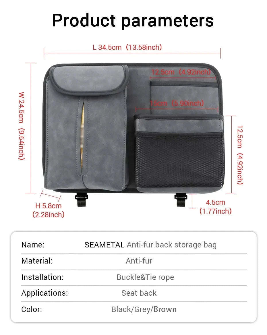 Car Seat Back Organizer with Multi-Pocket Storage-Brown 1 PC