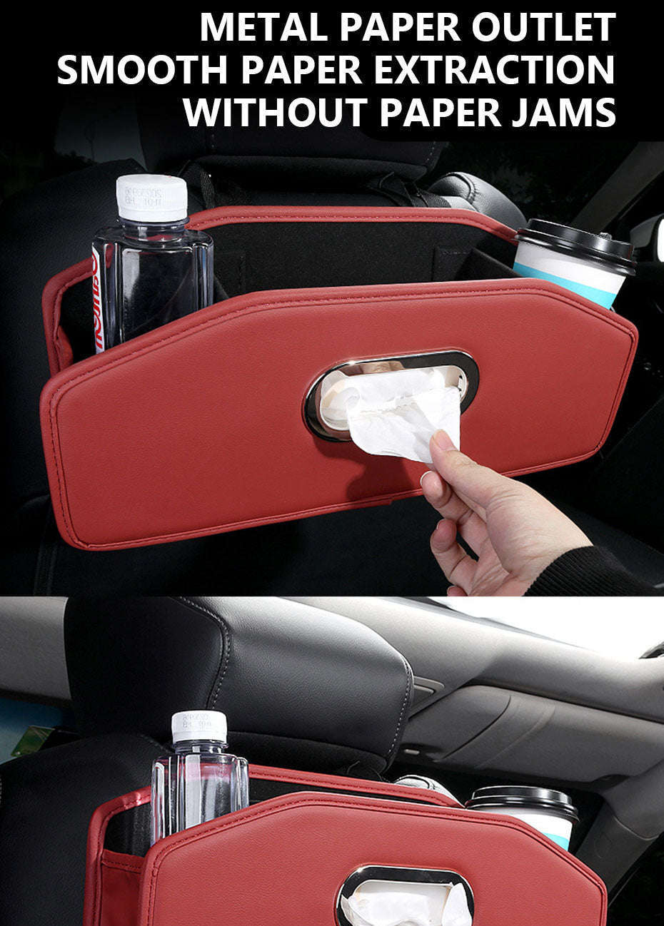Car Seat Back Organizer with Tissue Holder, Cup Holder and Hooks-Black