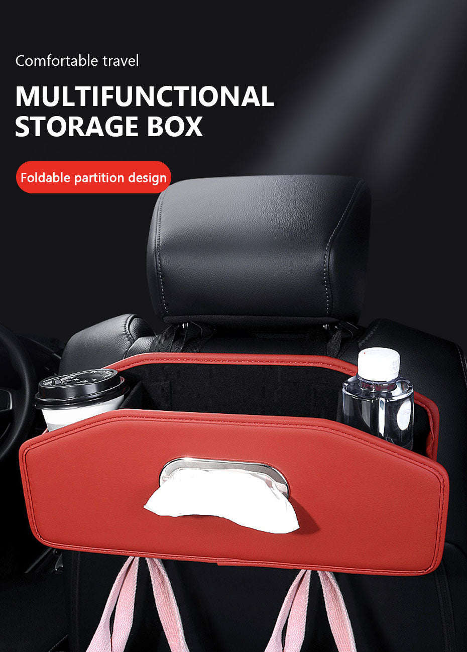 Car Seat Back Organizer with Tissue Holder, Cup Holder and Hooks-Black