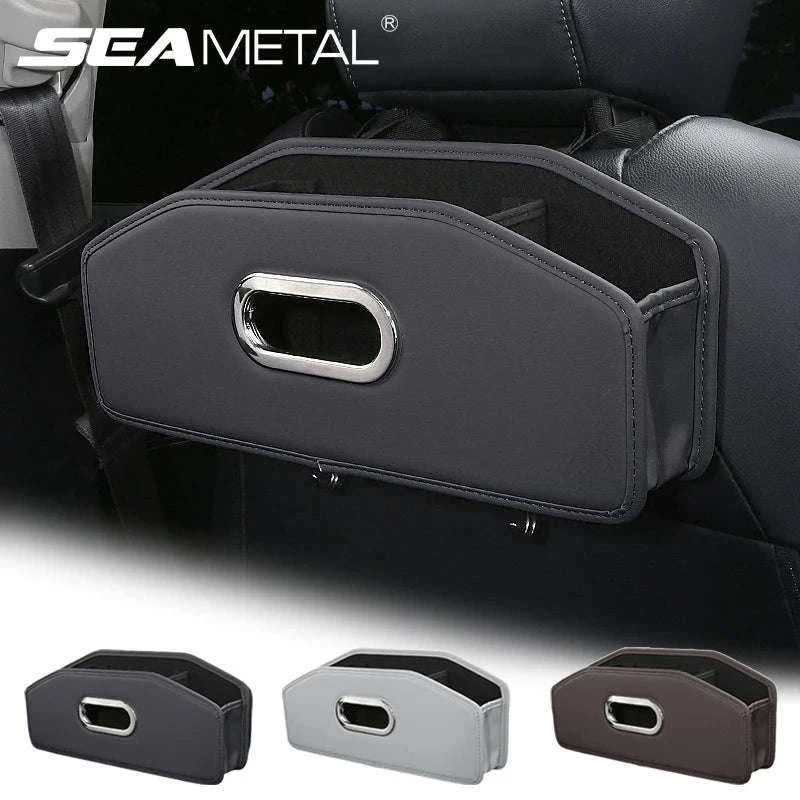 Car Seat Back Organizer with Tissue Holder, Cup Holder and Hooks-Black