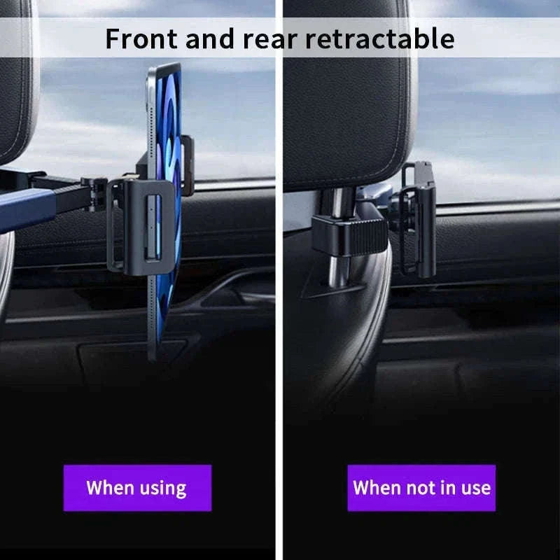 Car Seat Back Phone Holder Rear Row Tablet Mount-black
