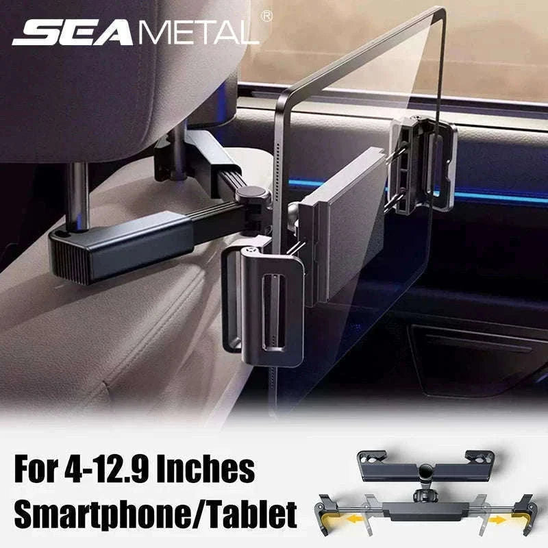 Car Seat Back Phone Holder Rear Row Tablet Mount-black