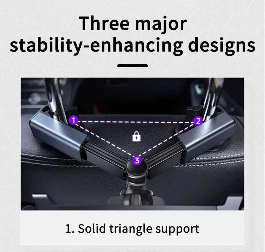 Car Seat Back Phone Holder Rear Row Tablet Mount-black