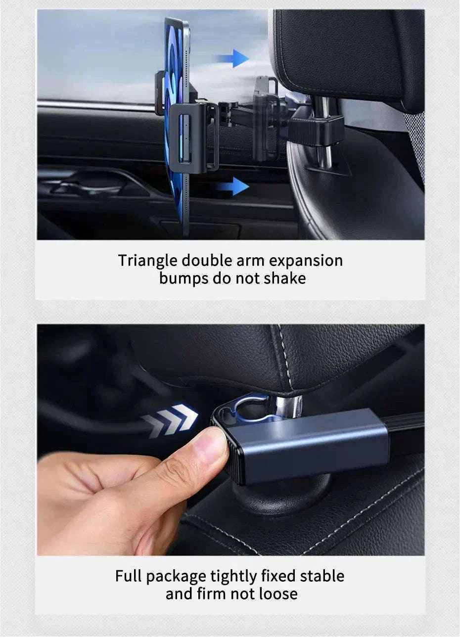 Car Seat Back Phone Holder Rear Row Tablet Mount-black