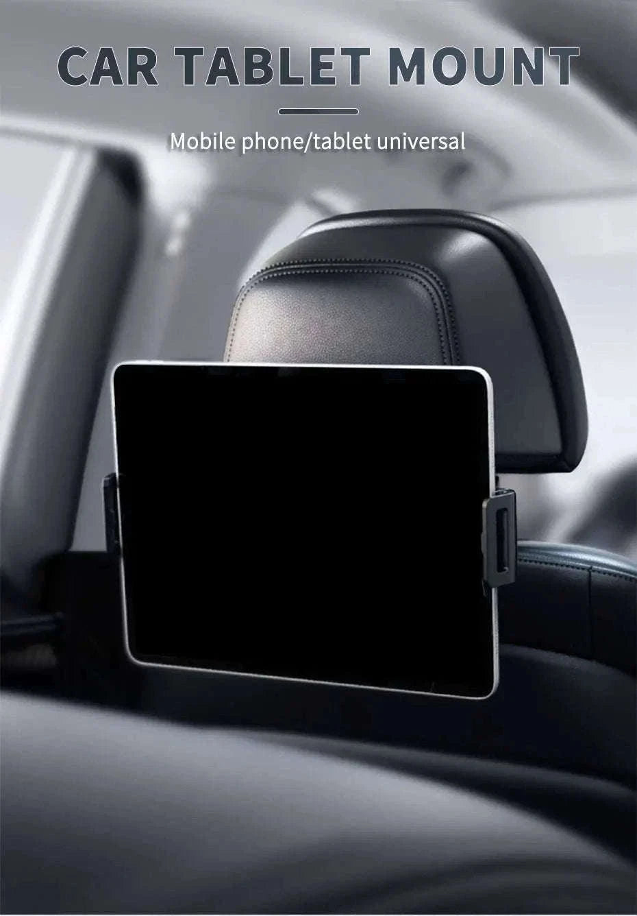 Car Seat Back Phone Holder Rear Row Tablet Mount-black