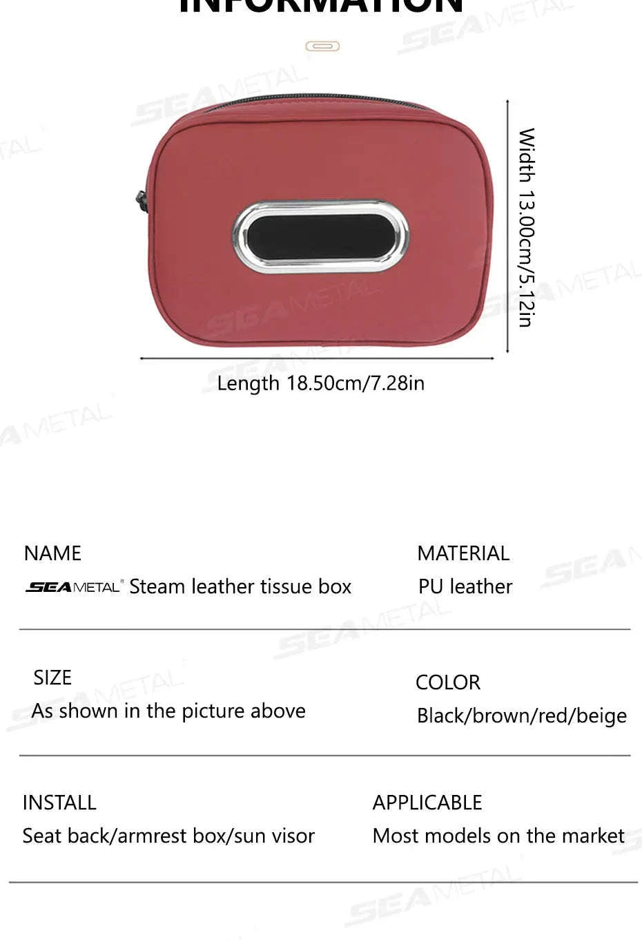 Car Seat Back Tissue Holder-Red 1pc