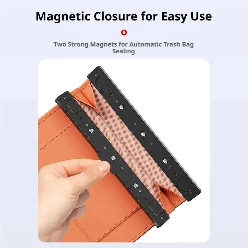 Car Seat Back Trash Can with Magnetic Lid-Orange