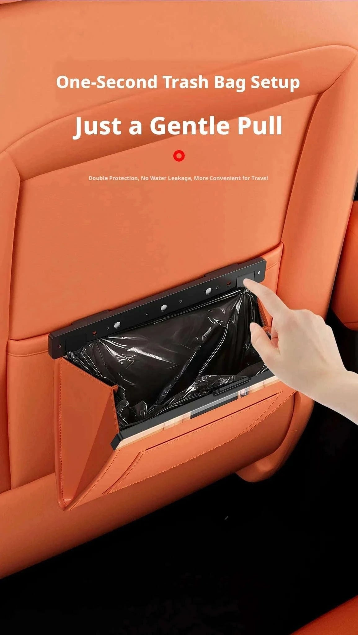 Car Seat Back Trash Can with Magnetic Lid-Orange