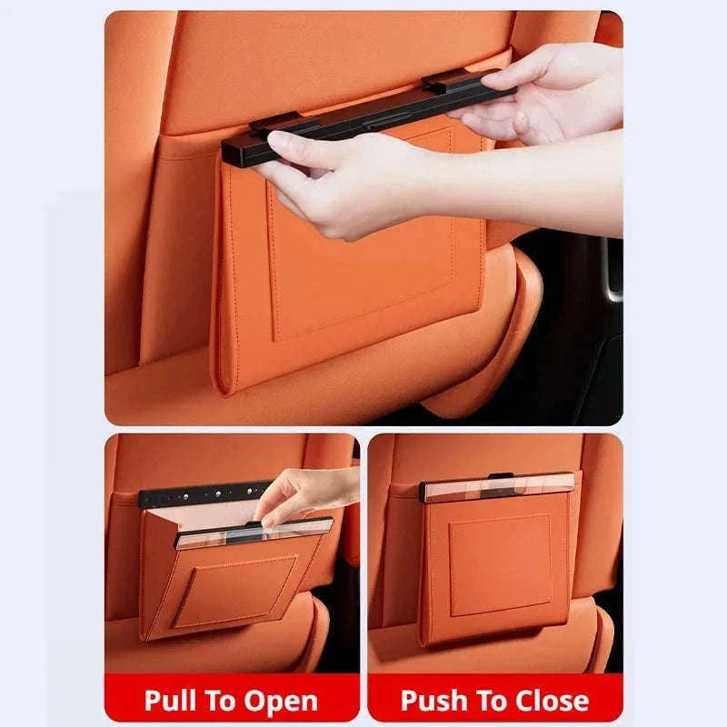 Car Seat Back Trash Can with Magnetic Lid-Orange