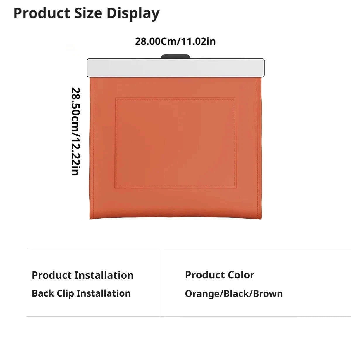 Car Seat Back Trash Can with Magnetic Lid-Orange