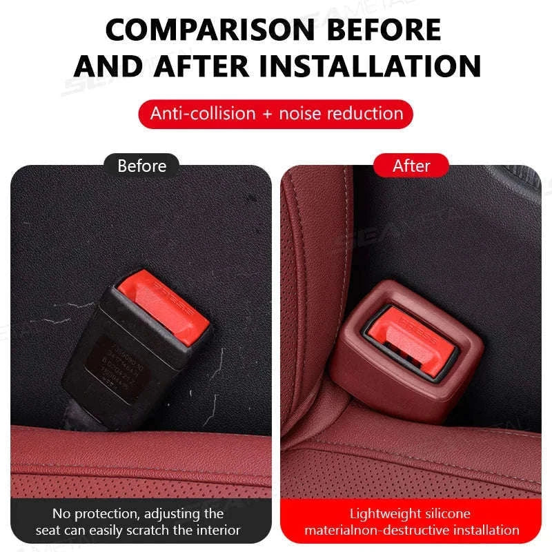 Car Seat Belt Buckle Cover Anti-Scratch Protector-Black 1pc