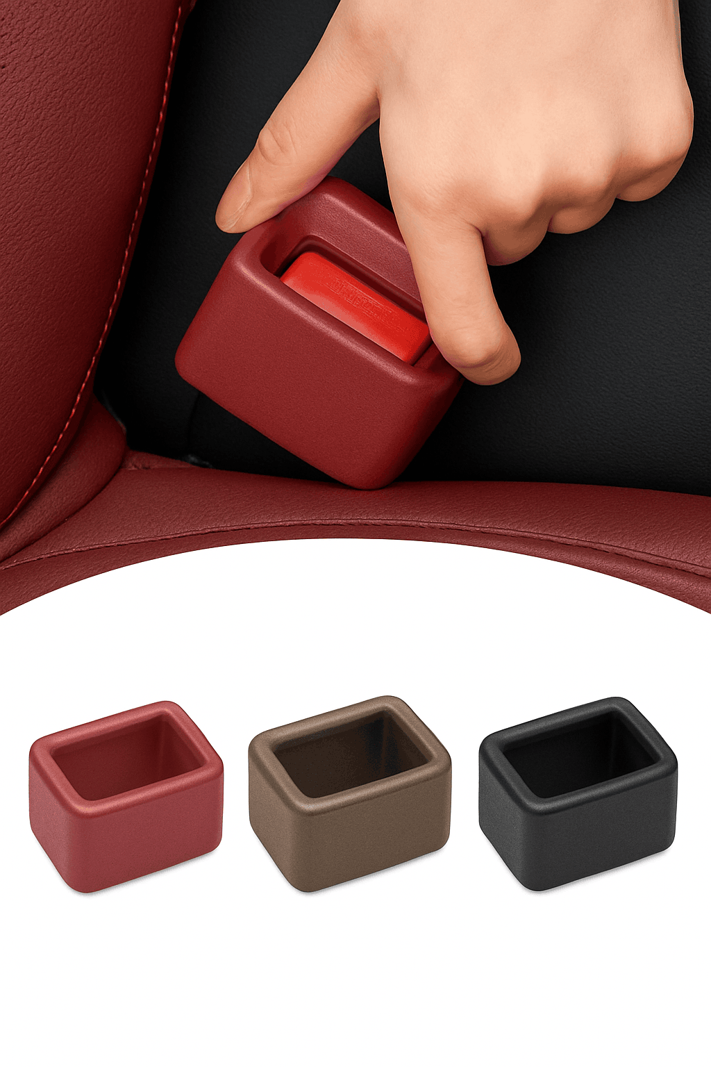 Car Seat Belt Buckle Cover Anti-Scratch Protector-Black 1pc