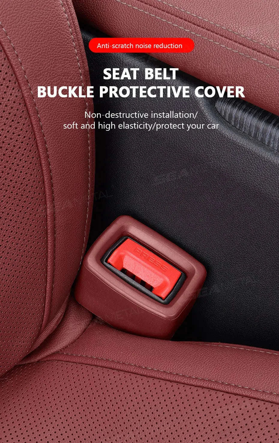 Car Seat Belt Buckle Protector Anti-Scratch Universal-Red 1pc