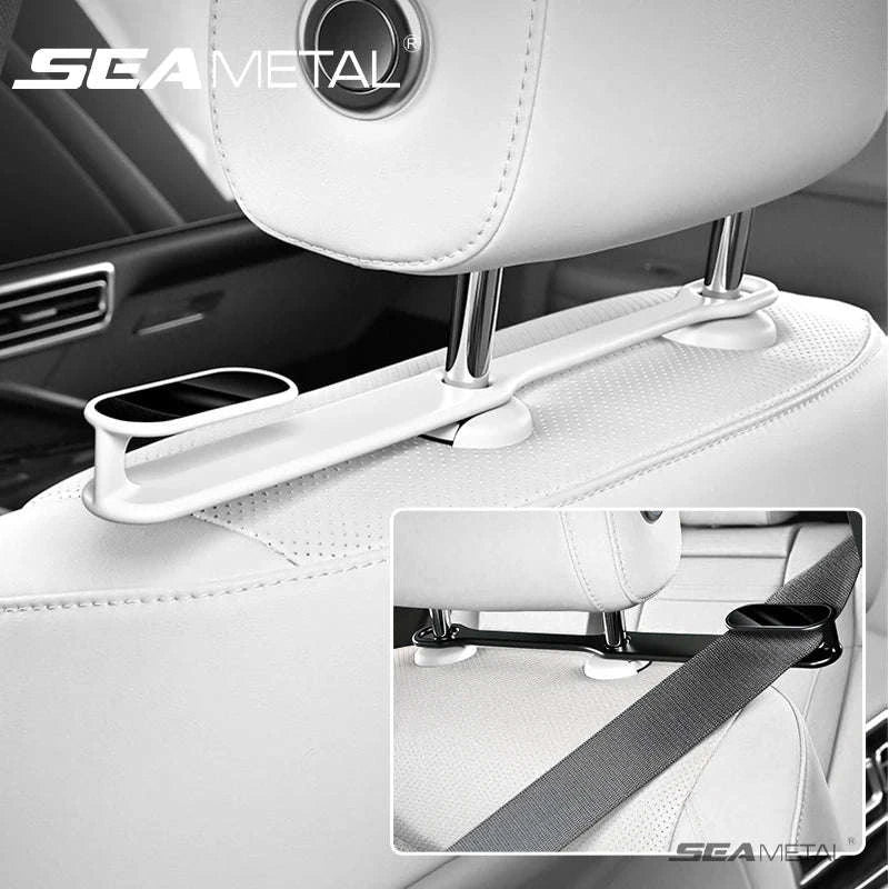 Car Seat Belt Holder Headrest Seat Belt Fastener-White 2pcs