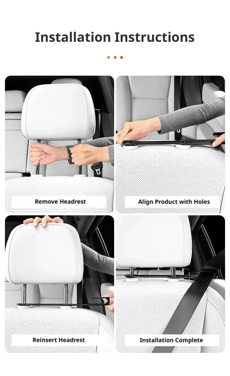 Car Seat Belt Holder Headrest Seat Belt Fastener-White 2pcs