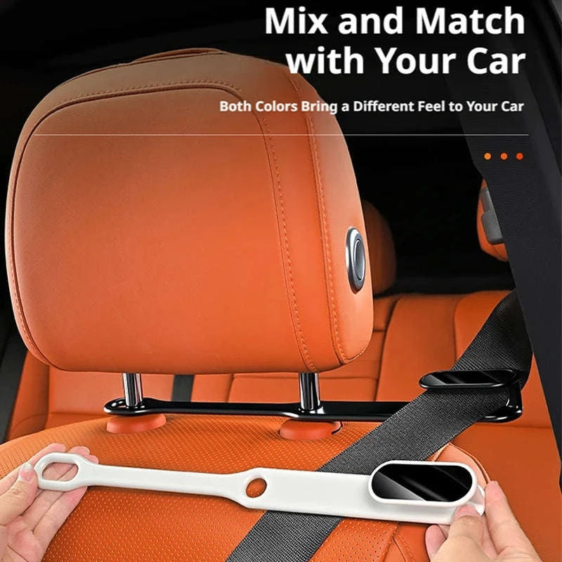 Car Seat Belt Holder Headrest Seat Belt Fastener-White 2pcs
