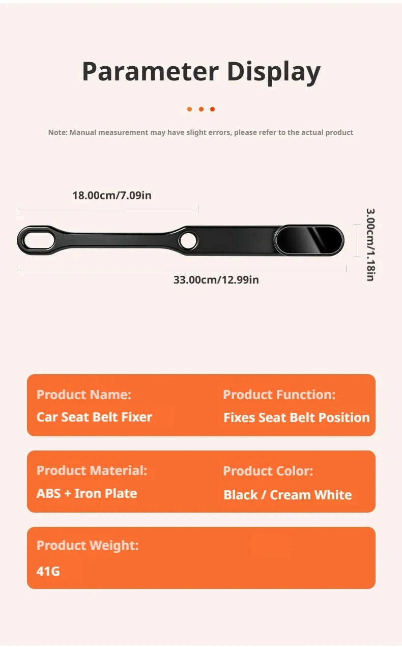 Car Seat Belt Holder Headrest Seat Belt Fastener-White 2pcs