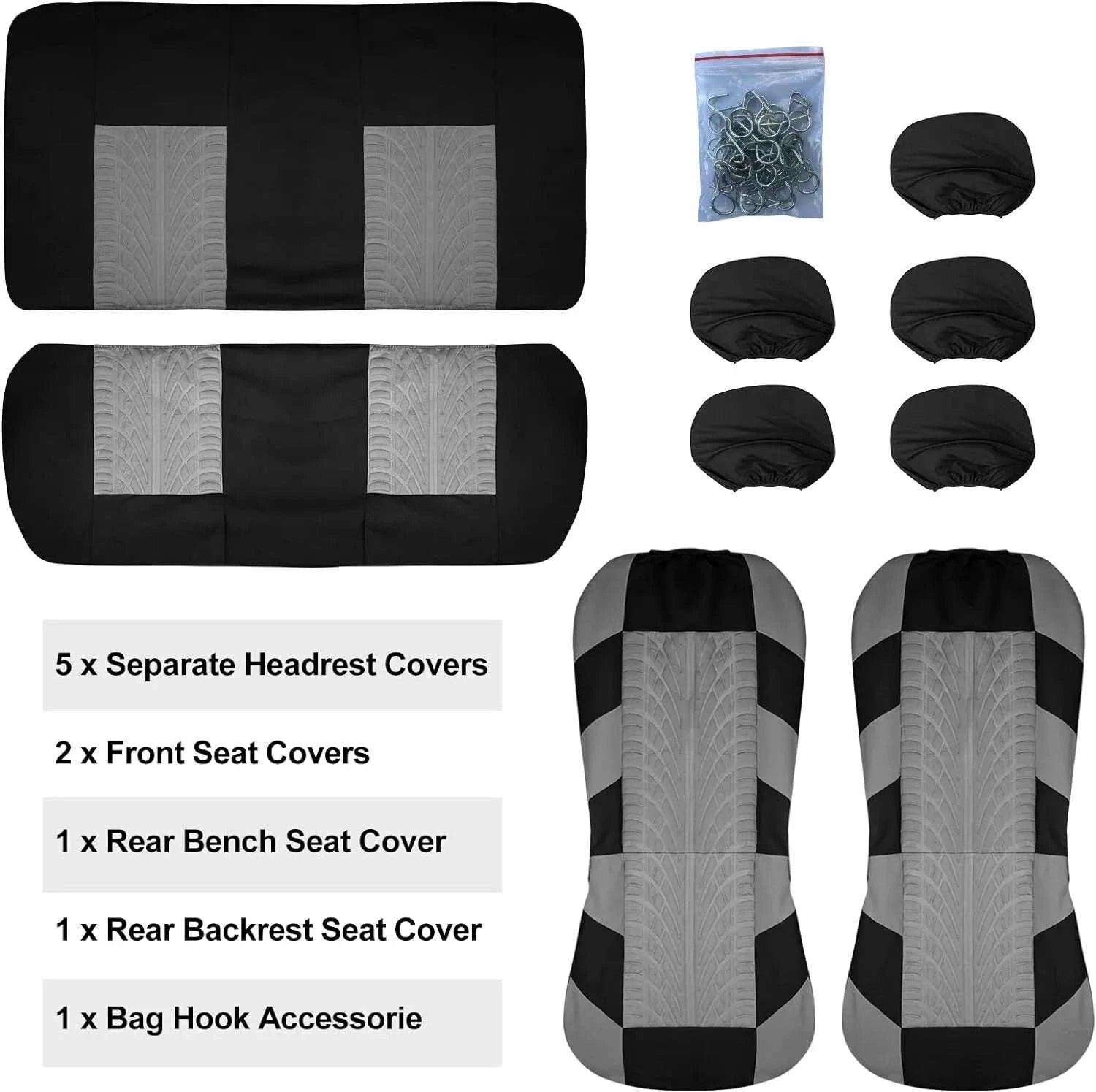 Car Seat Covers Full Set for Cars, SUVs, and Vans-Y33376-BLACK
