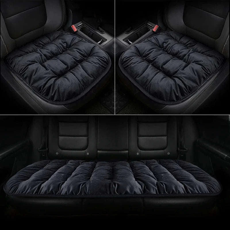 Car Seat Cushion Seat Cover Full Set for Winter Comfort-3PCS Grey