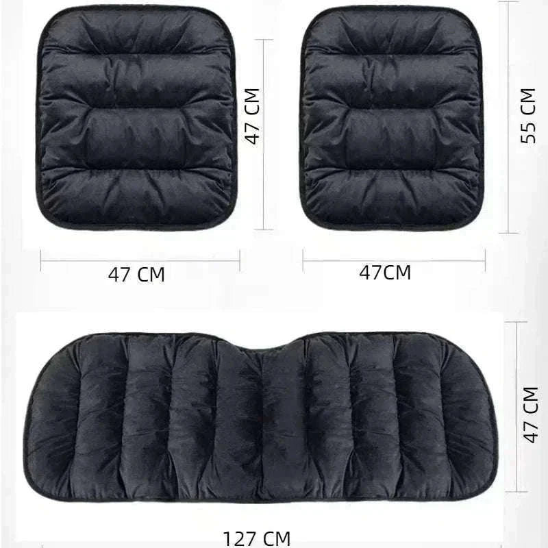 Car Seat Cushion Seat Cover Full Set for Winter Comfort-3PCS Grey