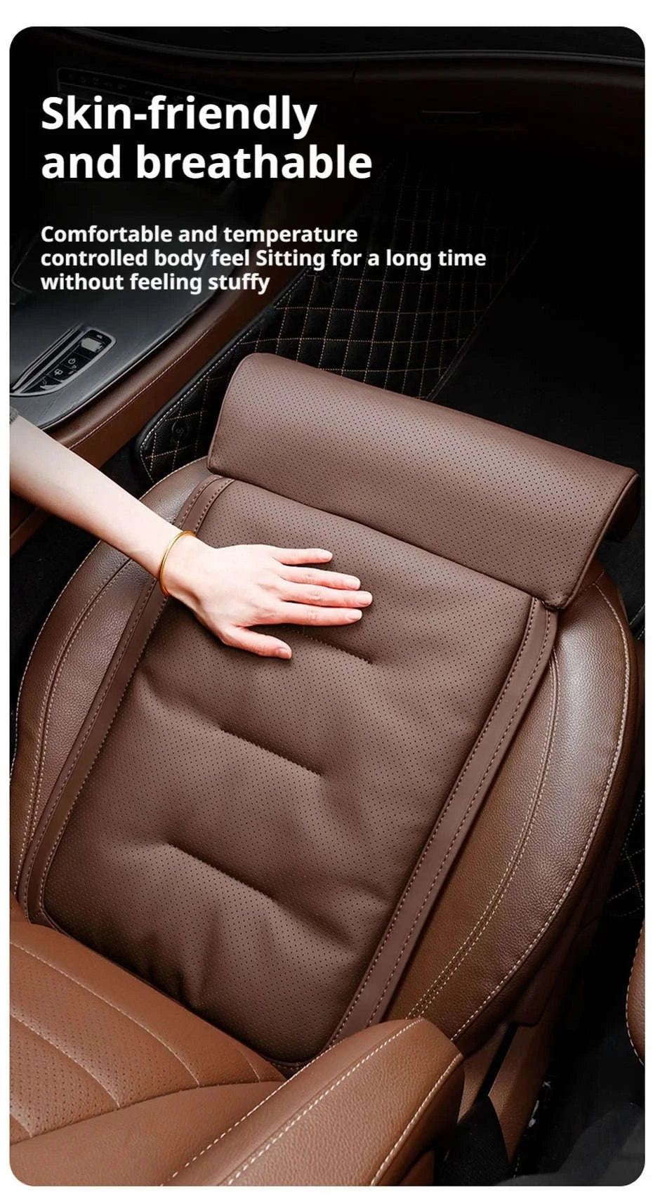 Car Seat Cushion with Leg Support, Breathable Seat Extender, Anti-Slip Seat Protection Cover-Red 1pc