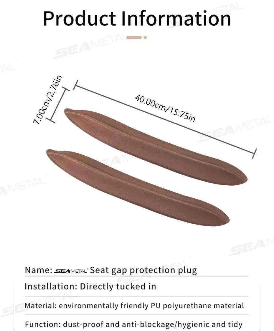 Car Seat Gap Filler Elastic Polyurethane Seat Crevice Strip-brown 2pcs