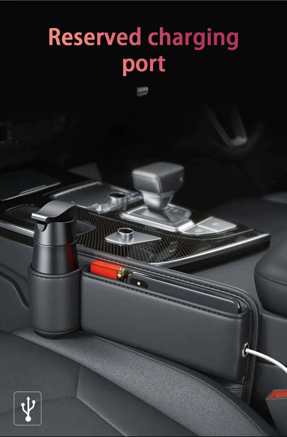 Car Seat Gap Organizer with Cup Holder-for Main seat