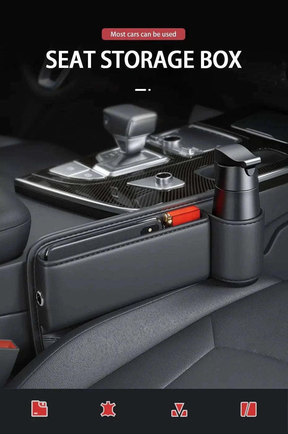 Car Seat Gap Organizer with Cup Holder-for Main seat