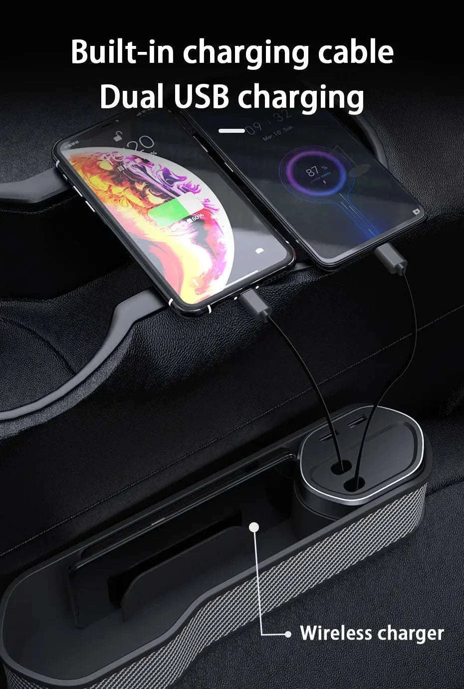 Car Seat Gap Organizer with Wireless Charging and Storage Box-Ordinary Type