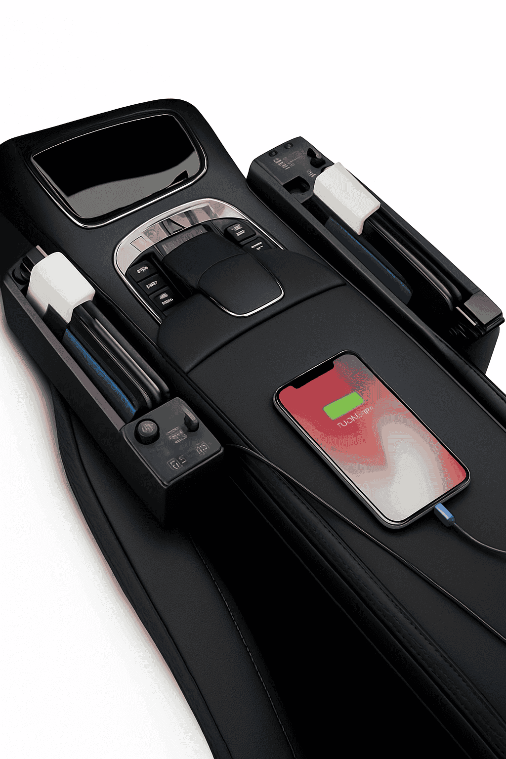 Car Seat Gap Storage Box with Charging Cable and Dual USB Ports-3 cables x 1pc