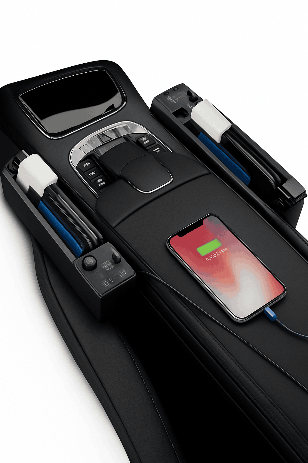 Car Seat Gap Storage Box with Charging Cable and Dual USB Ports-3 cables x 1pc