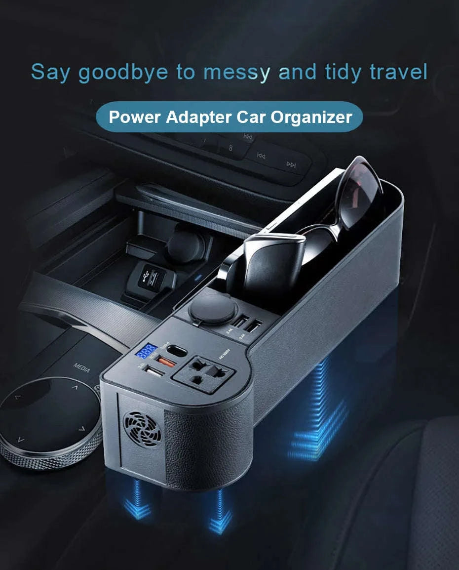 Car Seat Gap Storage Box with Power Adapter-1PC