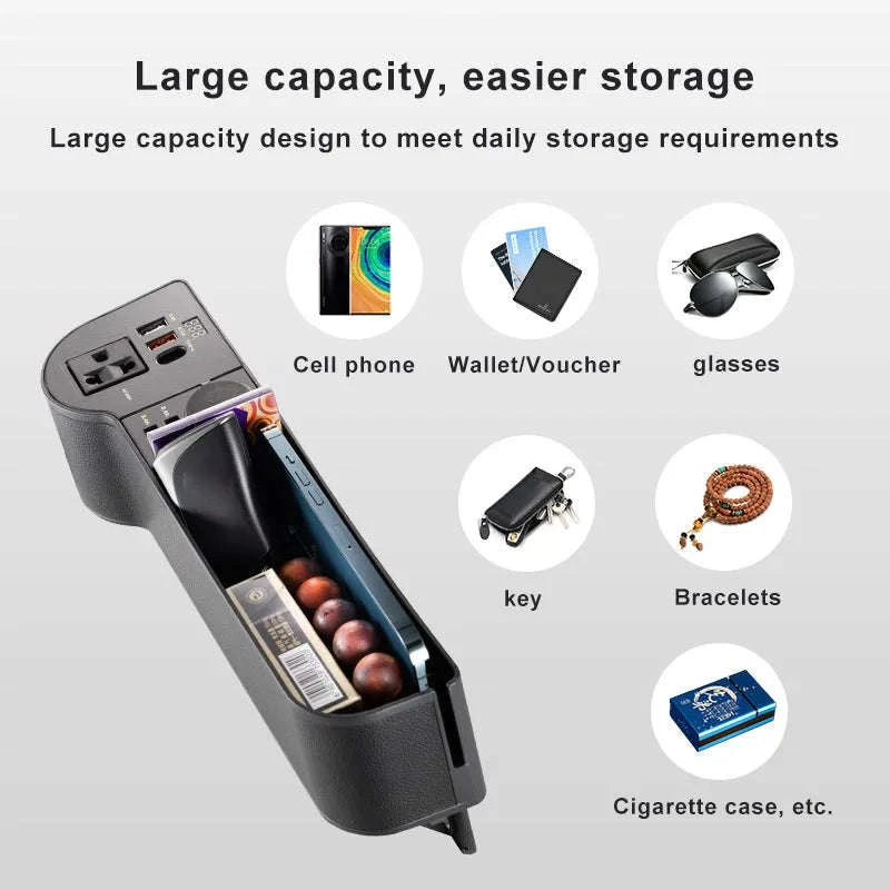 Car Seat Gap Storage Box with Power Adapter-1PC