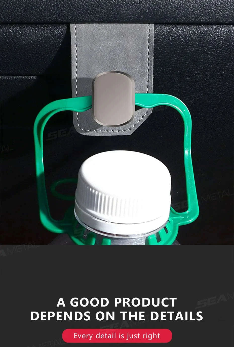 Car Seat Hook Hanger for Bag, 15kg Capacity, Suede and Alloy-Dual hooks-black